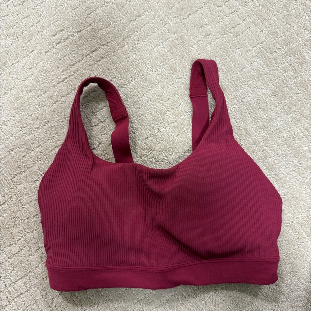Athleta Ribbed Maroon Sports Bra